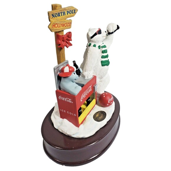 Vtg 1998 Coca-Cola "On the Road to Adventure" Polar Bear North Pole Music Box - Picture 2 of 8